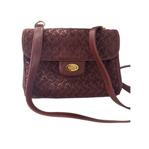 Bally Authentic Vintage Woven Burgundy Leather Shoulder Bag